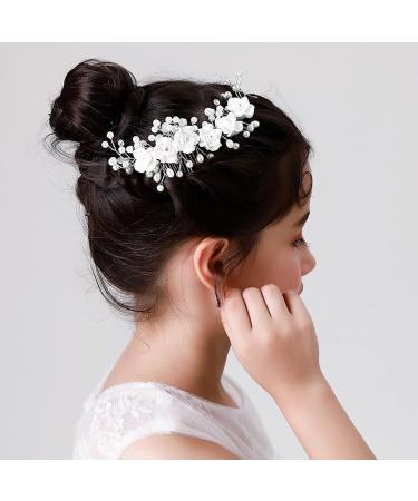 Pearl Floral Bridal Wedding Hair Clip Comb Crystal Bridal Hair Accessories Wedding Decoration Headpiece for Women Girls Brides and Bridesmaids - Buy Online on GoSupps.com