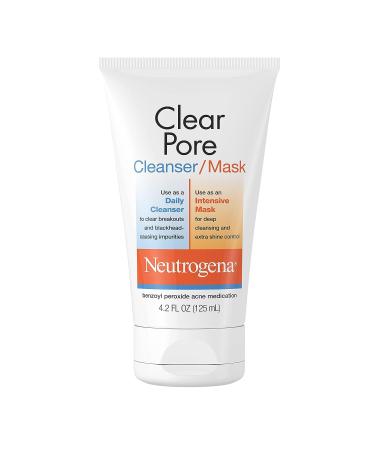 Neutrogena Clear Pore 2-in-1 Facial Cleanser & Mask with Benzoyl Peroxide - 4.2 fl. oz - Buy Online on GoSupps.com