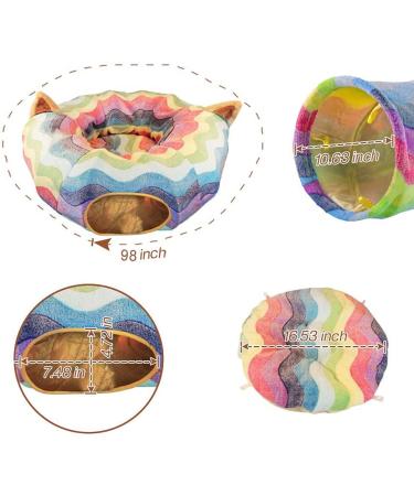 HOMEYA Cat Dog Tunnel Bed with Mat | Collapsible 3 Way Cat Tube Condo Play Toy | Peek Hole & Fun Ball | Indoor Outdoor Interactive Hideout Exercising House | Toys for Pet Kittens Kitty | Multi-colored Full-Moon - Buy Online on GoSupps.com
