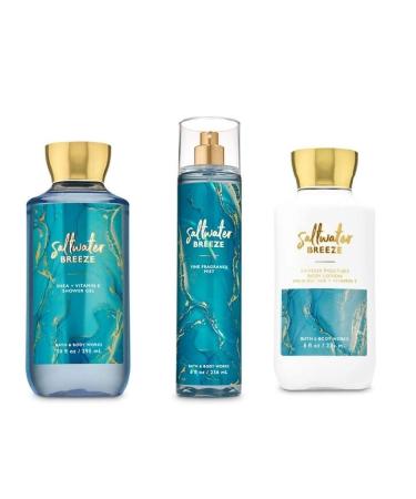 Bath and Body Works - Saltwater Breeze - Daily Trio - Shower Gel Fine Fragrance Mist & Super Smooth Body Lotion- New 2020