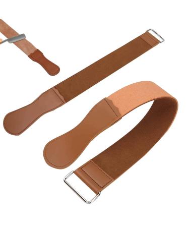 PODSI 2 PCS Knife Sharpening - Premium Leather Strop for Razor Sharpening - Dual-Sided Genuine Leather Strap for Straight Razors Knives and Chisels - Durable Stylish and Safe"