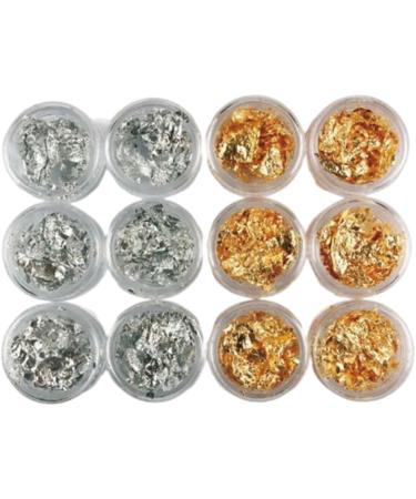 12 Pot/Set Nail Art Accessories Gold Silver Paillette Foil Chip Sparkling Flake DIY Glitter Decal Acrylic UV Gel Decoration gold nail - Buy Online on GoSupps.com