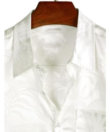 VATPAVE Men's Hawaii Shirt - Floral Jacquard Short Sleeve Beach Shirt for Summer | Stylish Leisure Wear in White - Buy Online on GoSupps.com