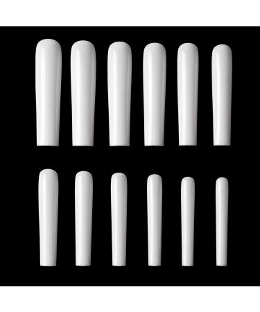 SCASTOE 504Pcs Full Cover Square Press on Nails - Long French False Nail Tips in 12 Sizes for Acrylic & Coffin Styles - Buy Online on GoSupps.com