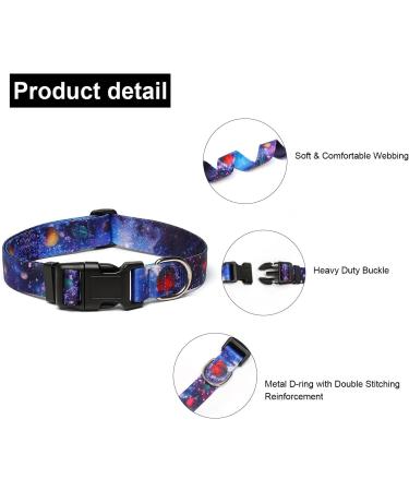 Suredoo Adjustable Soft Nylon Dog Collar for Small to Medium Dogs - Comfortable Galaxy Design (M: 33-55 cm 2 cm Width) - Buy Online on GoSupps.com