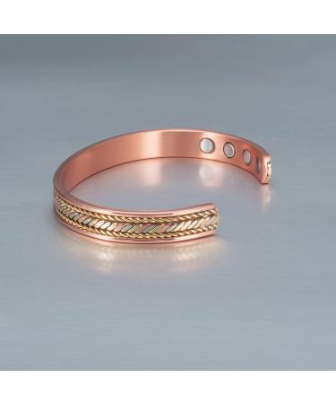 Shop Stylish Copper Bracelets for Women | 6.5in Three-Color Gold Woven Fashion Jewelry - Buy Online on GoSupps.com