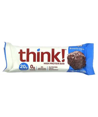 ThinkThin Protein Bars Brownie Crunch - 10 Pack 2.1 oz | Low Sugar High Protein Gluten-Free Snack - Buy Online for International Shipping - Buy Online on GoSupps.com