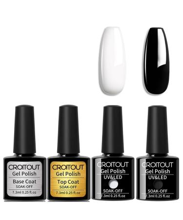 Croitout (Base Coat Top Coat With Two Color Gel) Gel Nail Polish Set Base Top Coat With Two Color Gel Polish Set Shellac Nail Polish UV LED Lamp Nail Art Nail Salon 4BT-1348-1433 4BT-1348-1433