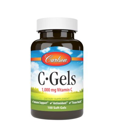Carlson - C-Gels 1000mg Vitamin C Softgels Immune Support & Heart Health Vitamin C Softgels Antioxidant Vitamin C Supplement 100 Softgels 100 Count (Pack of 1)