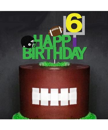 Football 6 Cake Toppers 6th Birthday Decoration with Rugby Ball for Football 6th Themed Birthday Party - Buy Online on GoSupps.com