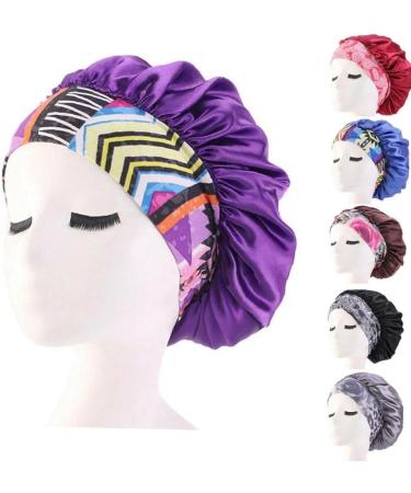 Tossper Women Satin Night Cap - Wide Elastic Hair Cover & Bonnet for Curly Hair - Black - Buy Online on GoSupps.com