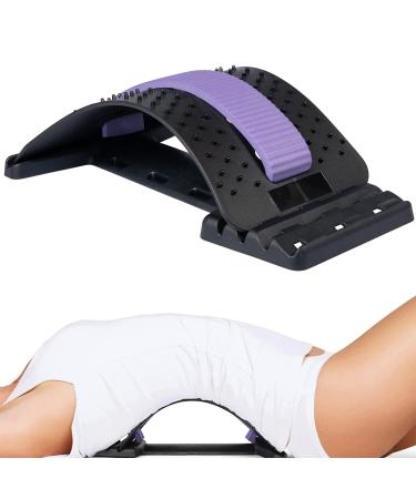 Back Massager Stretcher Waist Lumbar Massager Fitness Lumbar Support Back Stretcher Relaxation Massage Spine Pain Relief Tool (Purple)