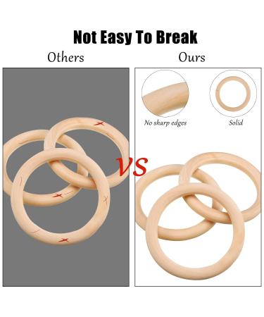 Rosewinec 10-Piece Baby Wooden Rings Set | 80mm Teething Rings for Infants | Safe Wood Teether & DIY Craft Bracelet - Buy Online on GoSupps.com