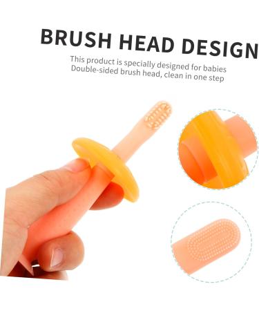 Minkissy Silicone Baby Toothbrush Set | Childrens Toothbrush with Banana Bite Ring | Premium Mouth Protection & Cleaning Gel Pink - Buy Online on GoSupps.com