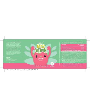 Vitamin B12 Children's Chewable Tablets - 100% Vegan Sugar-Free 120 Days Supply - High-Quality 3 g Per Tablet | Best Children's Vitamins - Buy Online on GoSupps.com