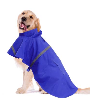 Ocsoso dog coat rainy dog jacket with hood for large dogs adjustable rain coat dog waterproof rain jacket hundred raincoat for dog puppies/cats/kitten (blue XXL)