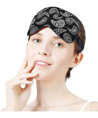 Black and White Paisley Sleep Mask for Women | Adjustable Eye Shades with Elastic Strap | Comfortable Sleep Accessories - Buy Online on GoSupps.com