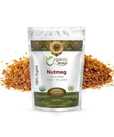 Organic Way Premium Ground Nutmeg Cut & Sifted (Myristica fragrans) - Healthy Digestion | Organic & Kosher Certified | Non GMO & Gluten Free | USDA Certified | Origin - Sri Lanka (1/4 LBS/4 OZ) 1/4 Pound