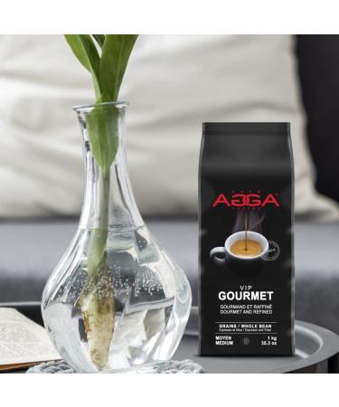 Caf Agga - VIP Gourmet Espresso Bean (Whole) - 100% Arabica Medium Roast Gourmet Coffee - BRCGS & Kosher Certified - 3/6 Intensity Gentle and Sweet Coffee - 1 Kg (2.2 lb) VIP Gourmet 1 kg (Pack of 1) - Buy Online on GoSupps.com