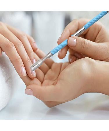 Krisp Beauty Dual Sided Cuticle Pusher - Surgical Grade Stainless Steel Manicure/Pedicure Tool Set for Nail Care - Blue - Buy Online on GoSupps.com