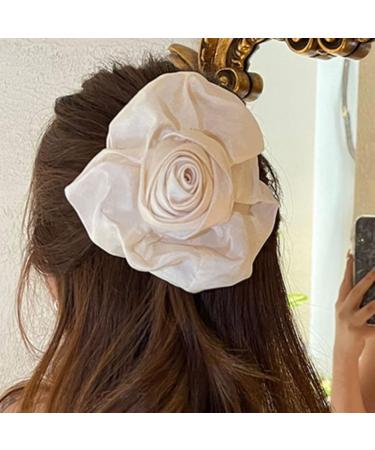 hgnxa Fabric Rose Flower Hair Claw Clip for Wedding Vintage Banana Barrettes n-Slip Jaw Clip Bride Hair Claw Ponytail Holder Pink - Buy Online on GoSupps.com