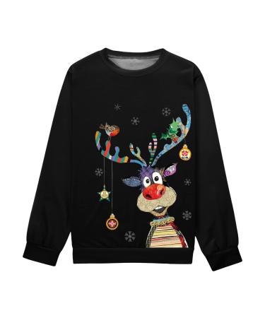 Ganfancp Family Matching Sweatshirt Merry Christmas Long Sleeve Pullover Tops Women Men Kids Winter Xmas Crewneck Sweatshirt Black-kids 95 XX-Large