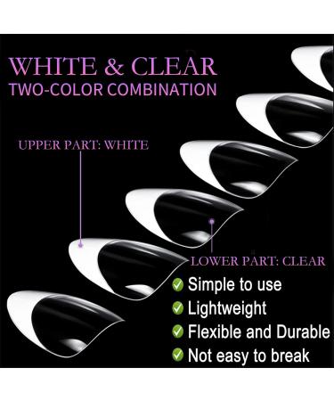 120 Pieces French Acrylic False Nails Tips Full Cover Fake Nails Extension White Tip Press on Nails Acrylic Nail Tips for Woman Girls Finger Manicure Salon Home Nails Art DIY (12 Sizes White Clear) - Buy Online on GoSupps.com