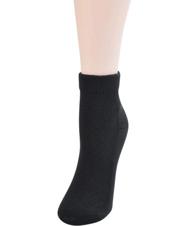 Yomandamor Diabetic Ankle Socks for Women - 5 Pairs, Size 3-8, Solid Black - Buy Online on GoSupps.com