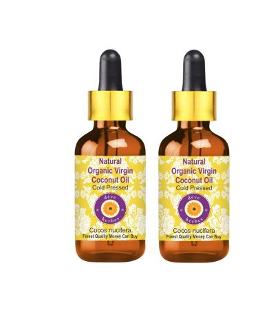 DEVE Herbes natural organic virgin coconut oil (cocos nucifera) with glass dripper natural therapeutic quality cold -pressed (pack of Two) 100ml x 2 (6.76 oz) 100 ml (2 Pack)