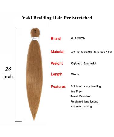 Pre Stretched Braiding Hair 26 Inch Professional Yaki Straight Crochet Braids, 8 Packs Honey Blonde Synthetic Extensions for Braiding - 27 - Buy Online on GoSupps.com