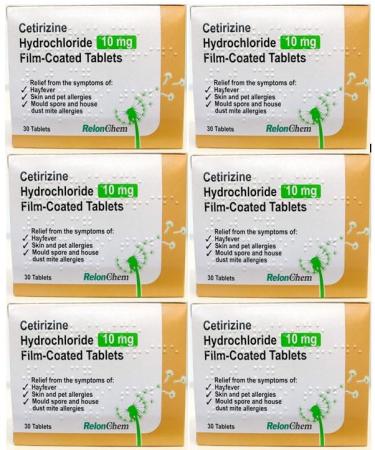 6 Months Supply Cetirizine Hayfever Allergy Tablets 30 x 6