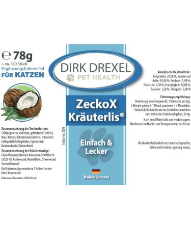 Dirk Drexel ZeckoX Herbal Treats for Cats | Natural Nutrition with Coconut & Cardoon | 3-Month Supply - Buy Online on GoSupps.com
