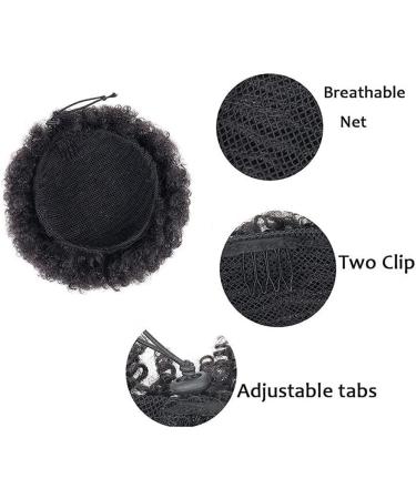 Synthetic Afro Puff Drawstring Ponytail Short Kinky Curly Hair Bun Extension Clip in Ponytail Hairpieces Short Curly Updo Hair Afro Bun Afro Chignon for Women Lady Girls (Black 8Inch) - Buy Online on GoSupps.com