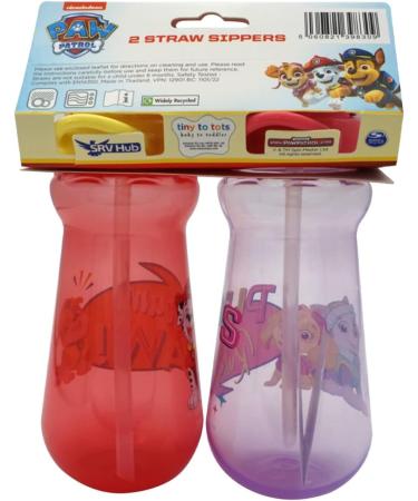 2x Paw Patrol Marshall and Skye Straw Sipper 340ml BPA Free Water Bottles for Kids 6+ Months - Buy Online on GoSupps.com