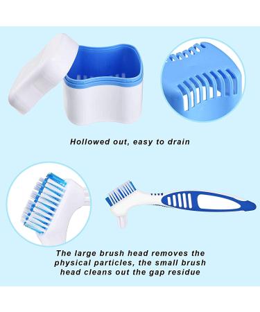 Denture Bath Case with Cleaner Brush and Cup - Blue | Travel-Friendly Retainer Holder and Container - Buy Online on GoSupps.com