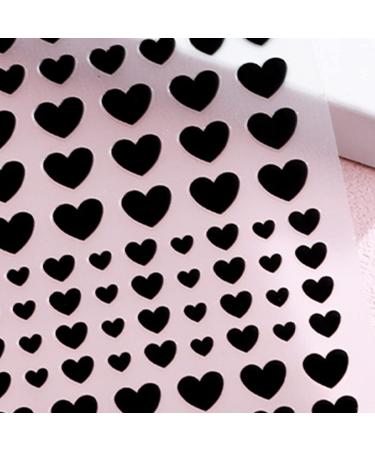 Black Hearts Nail Art Stickers - Self Adhesive Nail Decals for Women Girls & Kids | 6 Sheets for Stunning Nail Designs & Decorations - Buy Online on GoSupps.com