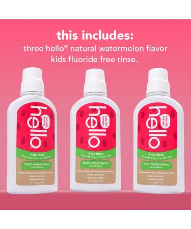 Natural Watermelon Kids Fluoride-Free Mouthwash, Alcohol-Free, Vegan, SLS-Free - 16 oz (Pack of 3) - Buy Online on GoSupps.com