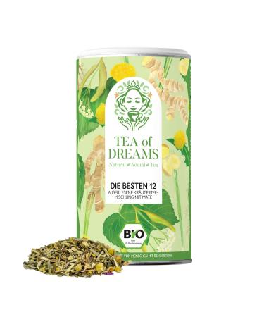 Tea of Dreams Organic "Die Besten 12" Fast Tea | Natural Herbal Tea Blend with 12 Ingredients and Mate | Loose Tea | 45g