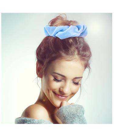 Araluky 12 Pack Blue Velvet Hair Scrunchies for Women - Elastic Thin Hair Bands - Satin Hair Ties - Bulk Hair Accessories - Buy Online on GoSupps.com
