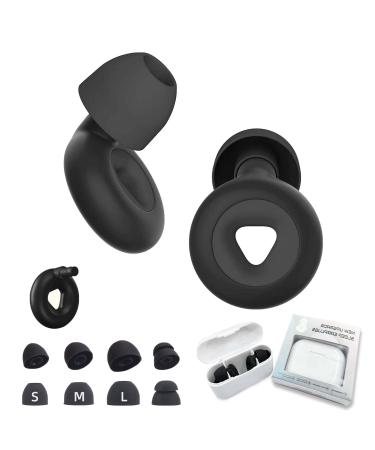 eapsneg Soft Ear Plugs for Noise Reduction  Reusable Flexible Earplugs for Sleep  Travelling  Focus  Study & Noise Sensitivity  28dB Noise Cancelling  6 Silicone Ear Tips in S/M/L  Black