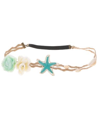 Lurrose 1Pc Sea Star Headband Forehead Beach Hairbands Pearl Shell Headpiece for Wedding Carnival Party