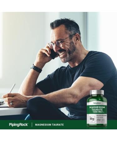 Piping Rock Magnesium Taurate | 1000mg | 250 Caplets | Chelated and Buffered | Vegetarian Non-GMO Gluten Free Supplement - Buy Online on GoSupps.com