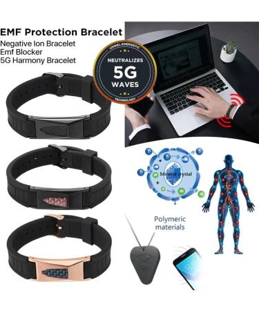 EMF Protection Bracelet 7 in 1 for Joint Pain Relief | Anti Radiation Jewelry for Men and Women - Black - Buy Online on GoSupps.com