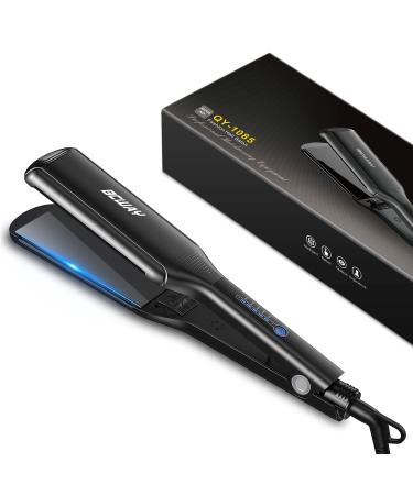 Bcway Professional Hair Straightener, 2.16'' Extra-Large Floating Titanium Flat Iron for Hair, 30s Instant Heating Straightening Iron with 5 Adjustable Temp, Anti-Static Hair Iron for All Hair Types Black