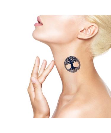 Yggdrasil Tree of Life Temporary Tattoo 4 Sheets Lasting 1-2 Weeks for Adults Realistic Semi-Permanent Ink for Chest, Neck, and Arms - Buy Online on GoSupps.com