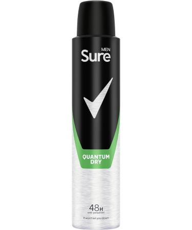 Sure Men Quantum Dry Anti-Perspirant Aerosol pack of 6 deodorant for men for 48-hour sweat and odour protection 200 ml Quantum Dry 200 ml (Pack of 6) - Buy Online on GoSupps.com