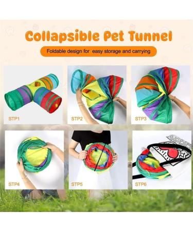 Rabbit Bunny Cats Tunnels with doll ball Folding three-way tube Rabbit guinea pig hideout small animal activity toy kitten tunnel tube - Buy Online on GoSupps.com