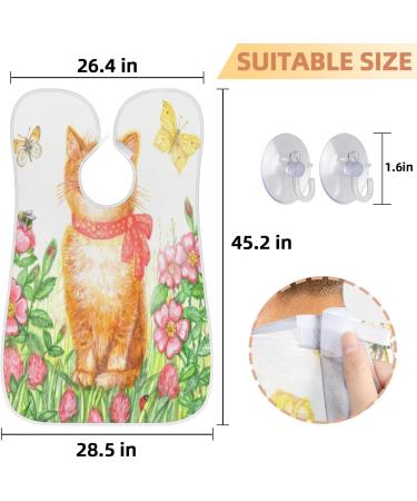 Beard Bib Apron - Waterproof Hair Catcher for Men | Non-Stick Grooming Cape with Cat Butterflies Flowers Design - Buy Online on GoSupps.com