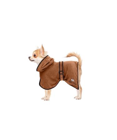 Bella & Balu Dog Bradge Out of microfiber + PFOTENCH - absorbent dog bathrobe for drying after swimming swimming or walking in the rain (XS | brown) XS brown