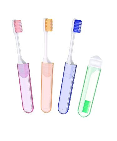 Foldable travel toothbrush 4 pieces of foldable travel toothbrush soft bristle mini portable manual toothbrush fingers foldable travel toothbrush with box portable soft toothbrush for adults children